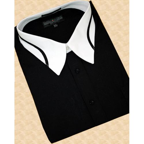 Modena Black/White Cotton Blend Dress Shirt